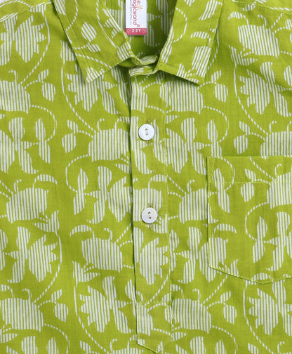 The-Magic-Wand-Cotton-Woven-Full-Sleeves-Floral-Printed-Kurta-and-Pyjama-Set---Green