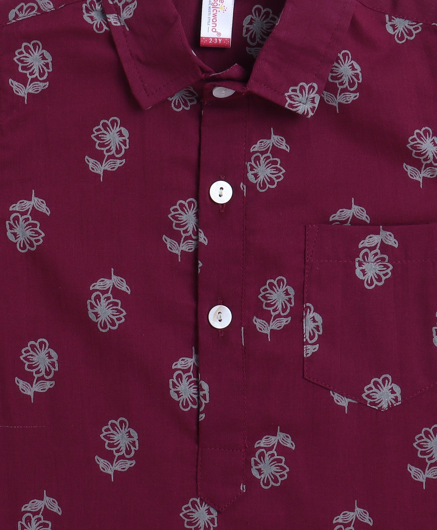 The-Magic-Wand-Cotton-Woven-Full-Sleeves-Floral-Printed-Kurta-and-Pyjama-Set---Wine