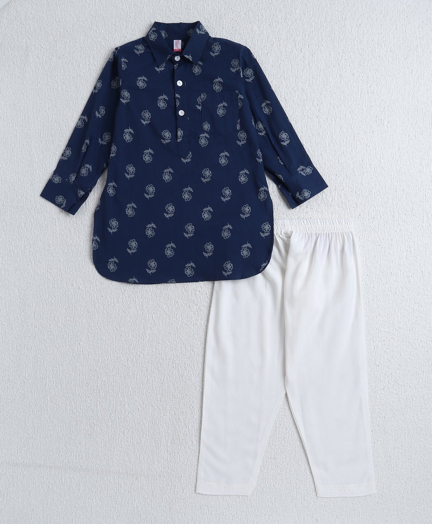 The-Magic-Wand-Cotton-Woven-Full-Sleeves-Floral-Printed-Kurta-and-Pyjama-Set---Navy-Blue