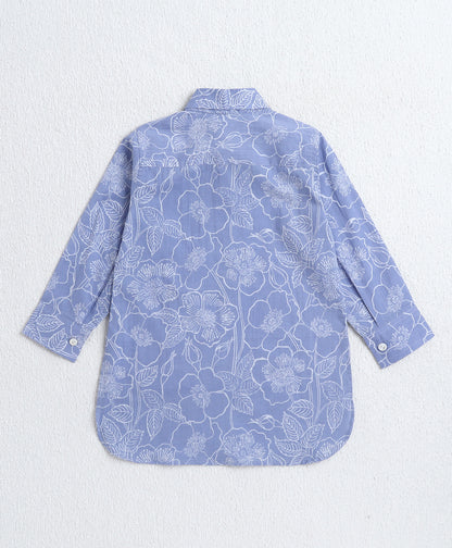 Cotton Woven Full Sleeves Floral Printed Kurta and Pyjama Set - Lavander