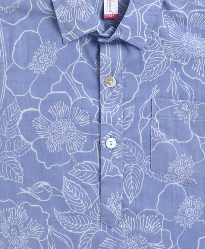 Cotton Woven Full Sleeves Floral Printed Kurta and Pyjama Set - Lavander