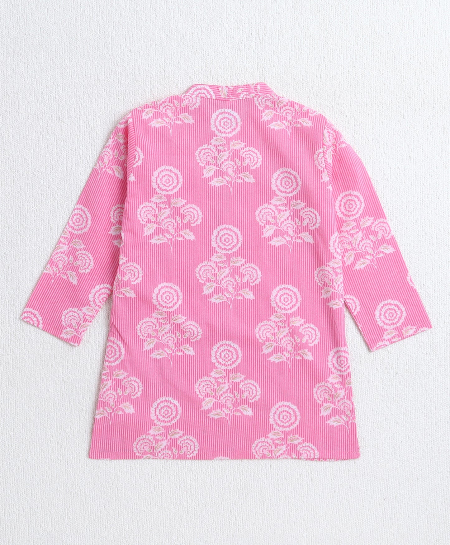 Cotton Woven Full Sleeves Floral Printed Kurta and Pyjama Set - Pink