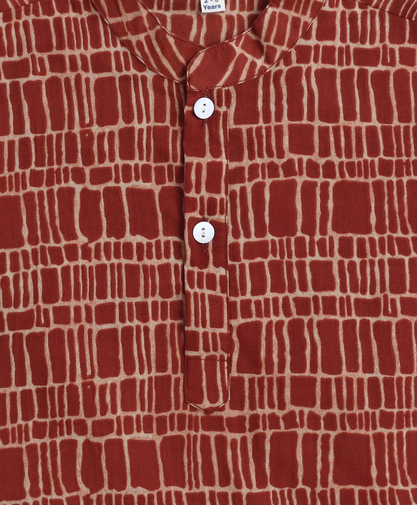 The Magic Wand Cotton Woven Full Sleeves AII Over Printed Kurta and Pyjama Set with Jacket- Rust