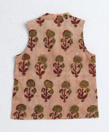 The Magic Wand Cotton Woven Full Sleeves AII Over Printed Kurta and Pyjama Set with Jacket- Rust