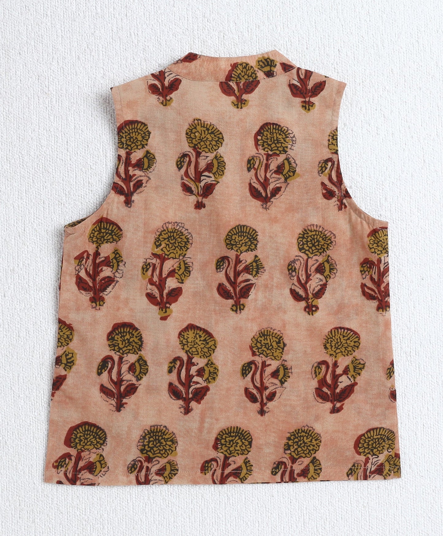 Cotton Woven Full Sleeves AII Over Printed Kurta and Pyjama Set with Jacket- Rust