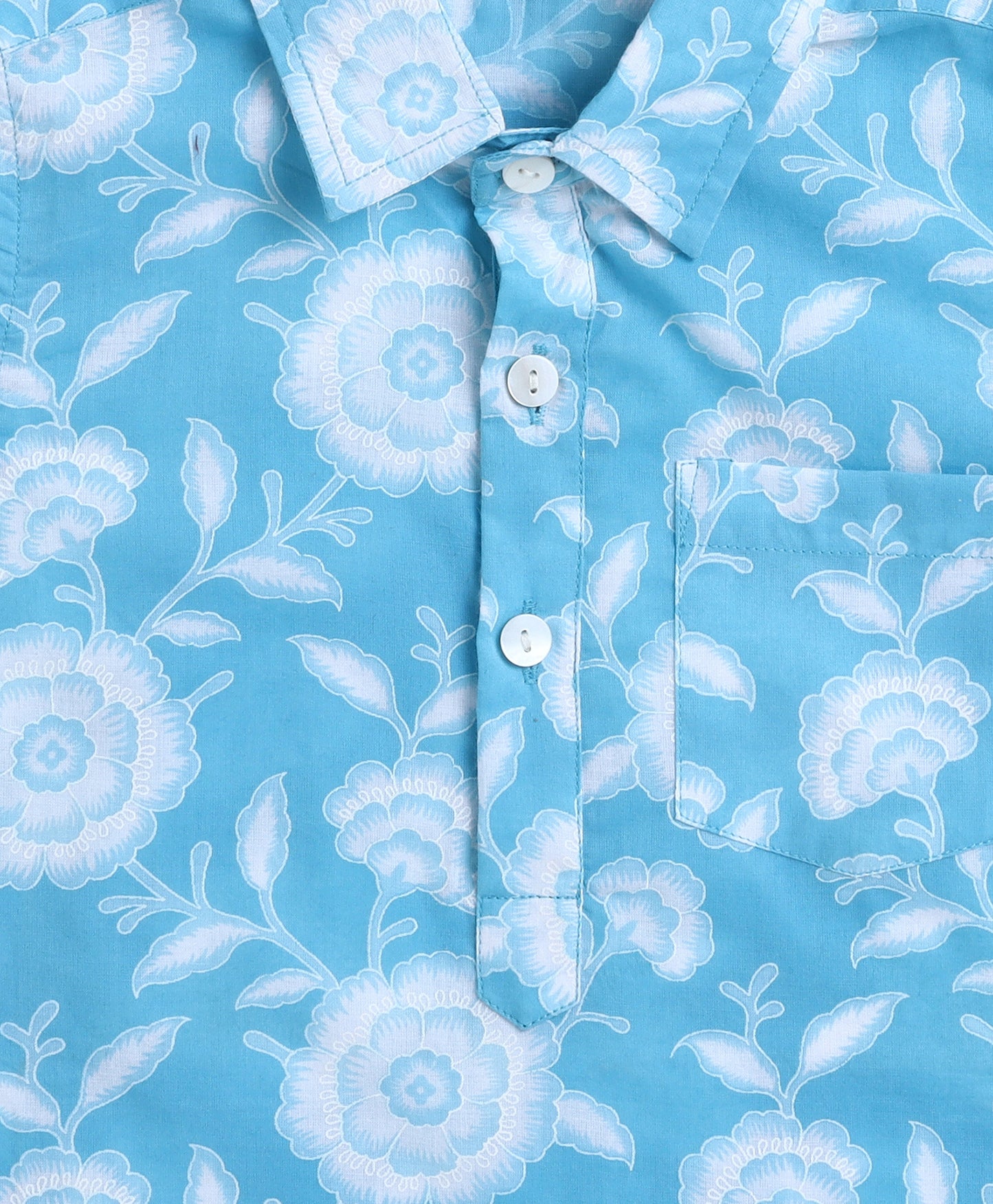 The Magic Wand Cotton Woven Full Sleeves AII Over Printed Kurta and Pathani Set- Blue