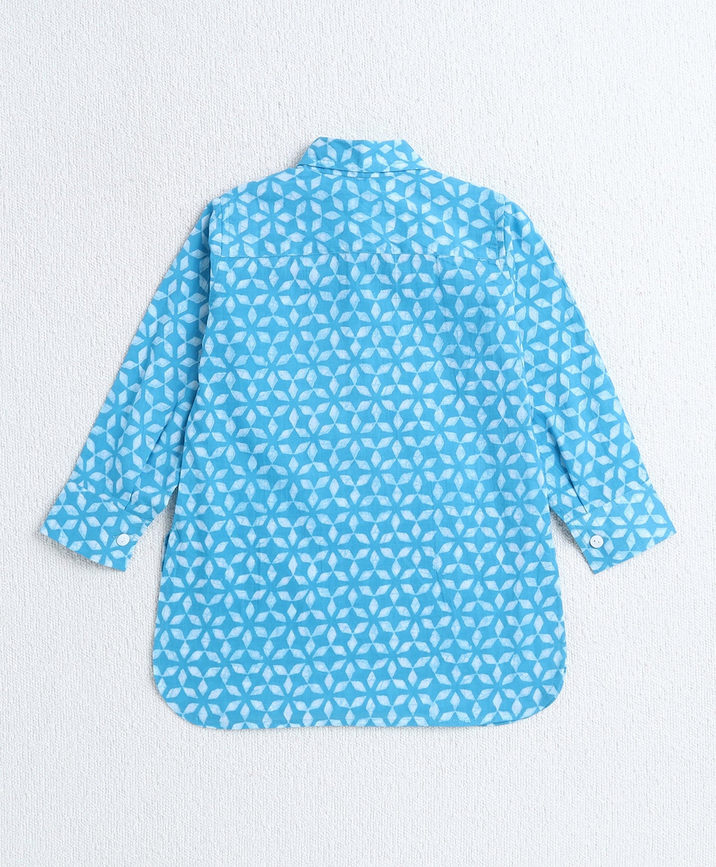 The Magic Wand Cotton Woven Full Sleeves AII Over Printed Kurta and Pathani Set- Blue