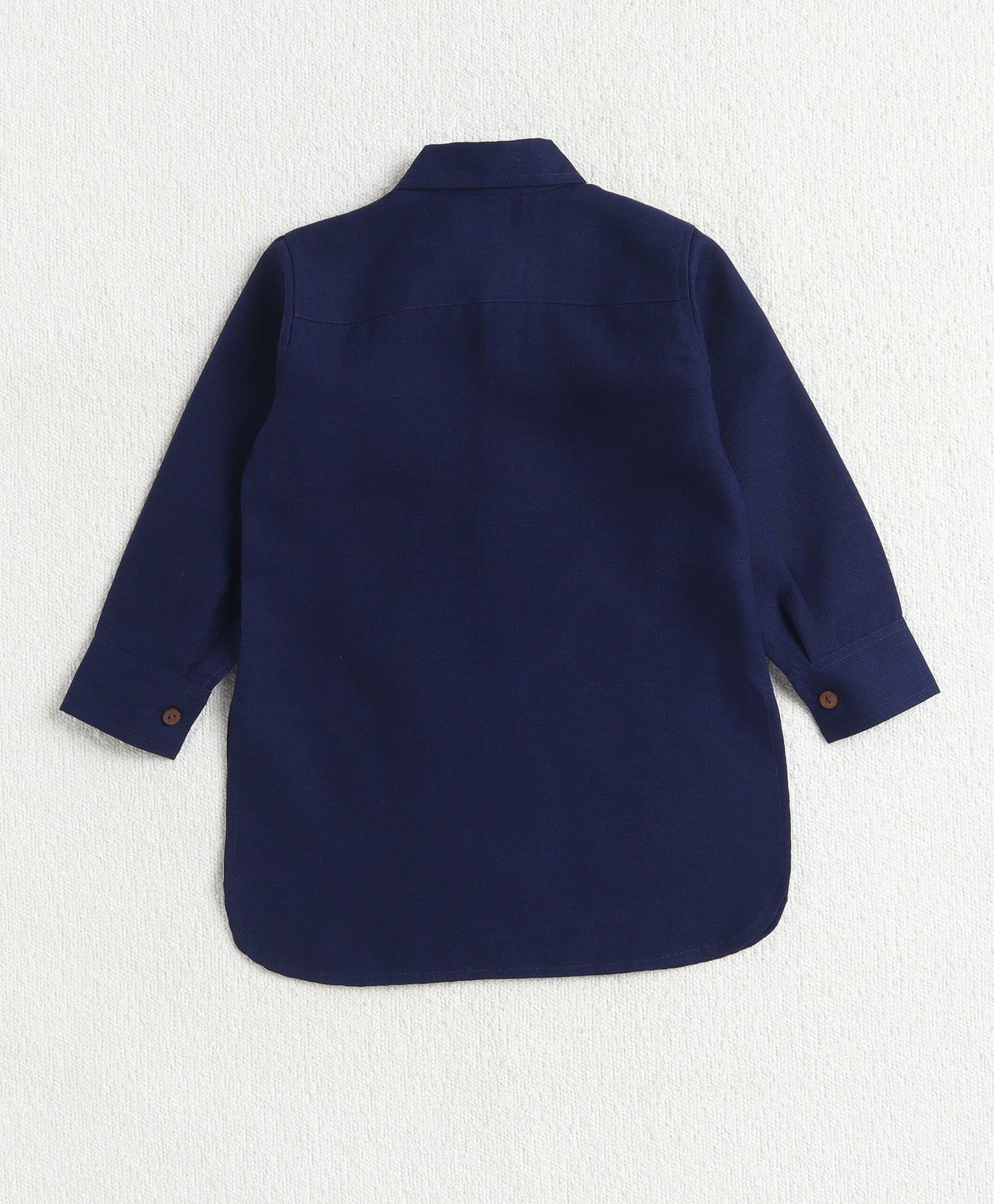 The Magic Wand Cotton Woven Full Sleeves Solid Pathani Kurta And Pyjama Set  - Navy Blue
