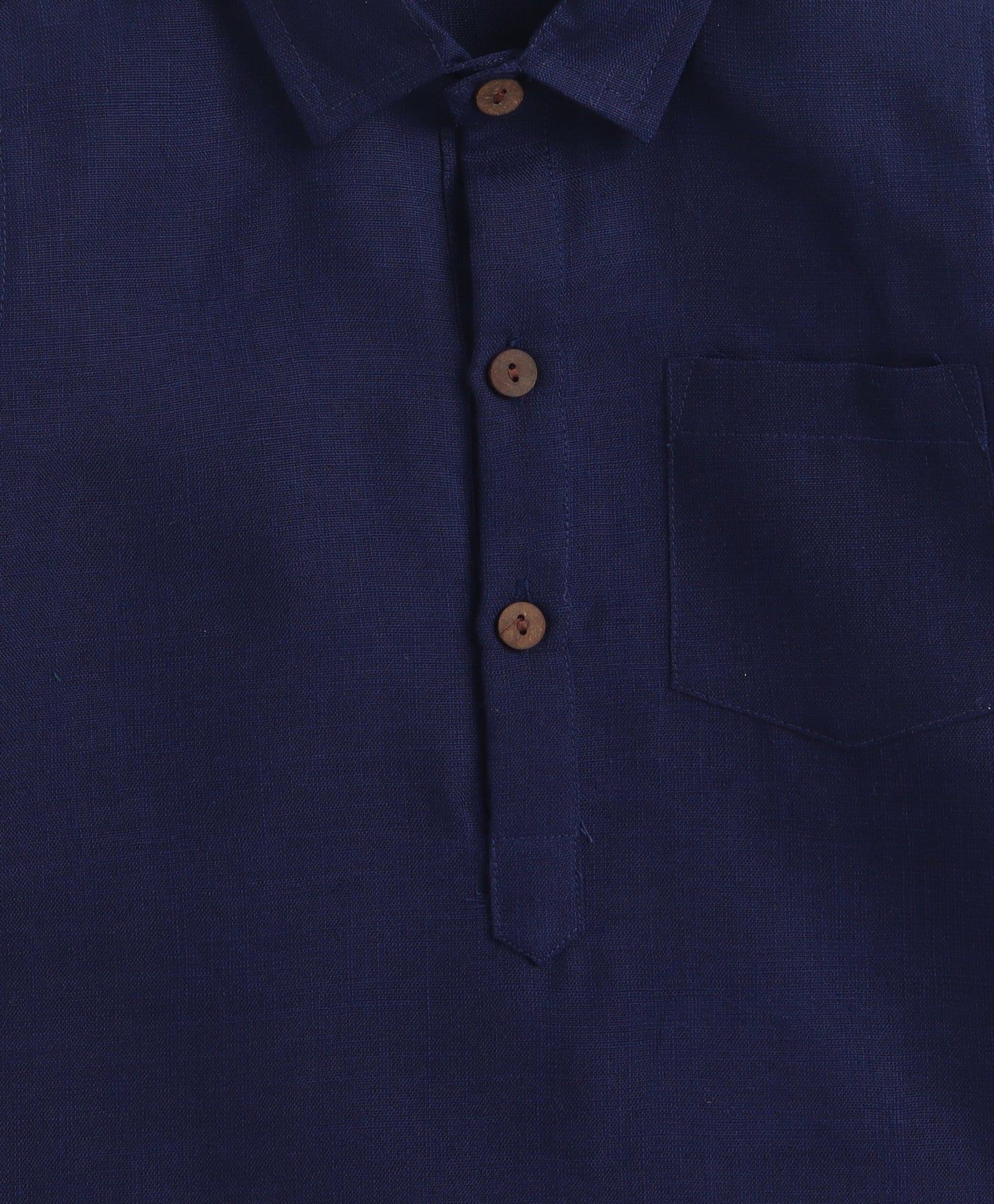 The Magic Wand Cotton Woven Full Sleeves Solid Pathani Kurta And Pyjama Set  - Navy Blue