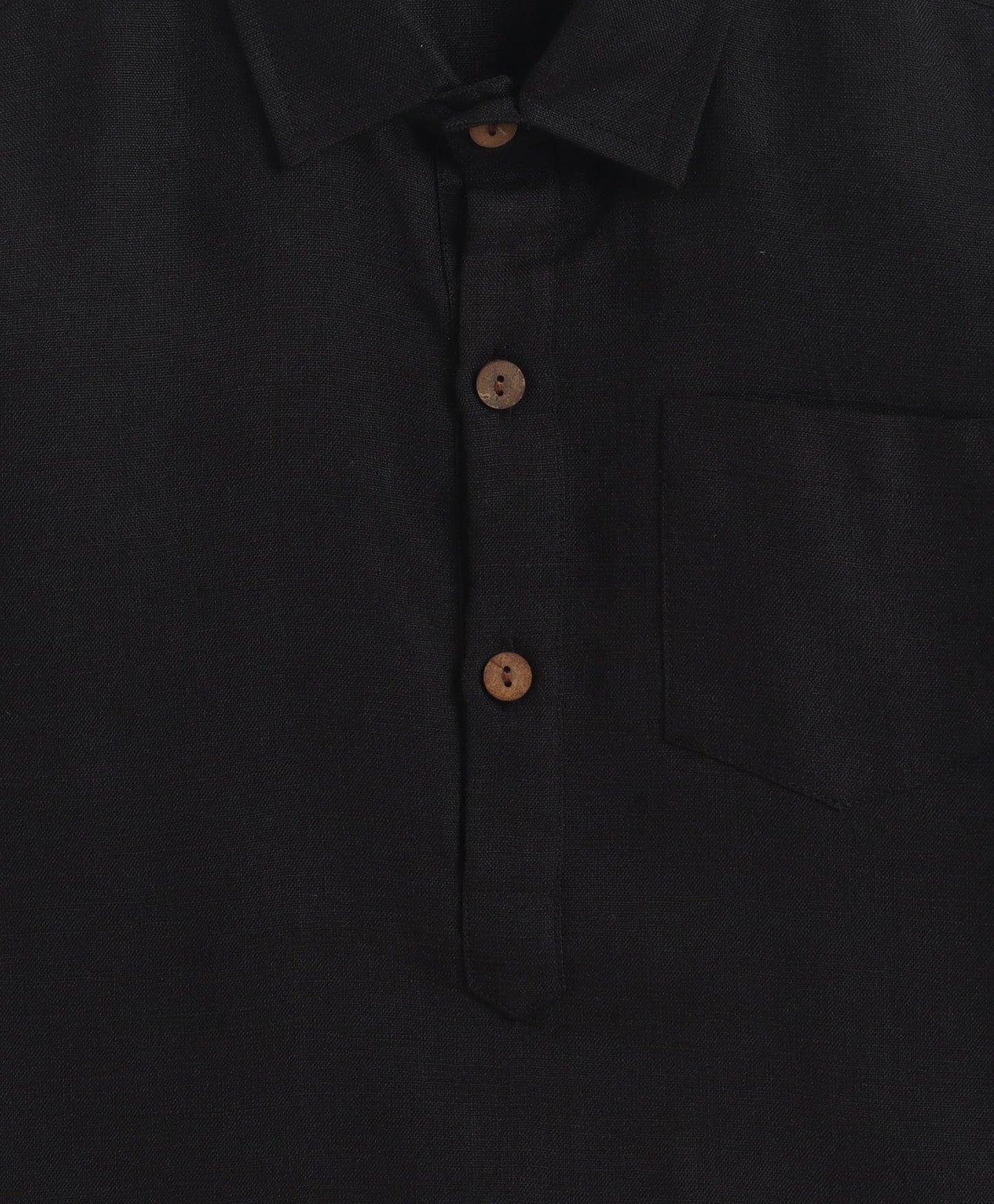 The Magic Wand Cotton Woven Full Sleeves Solid Pathani Kurta And Pyjama Set  - Black