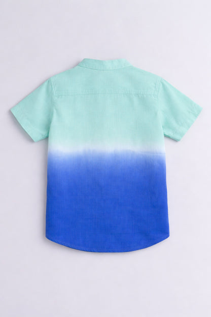 The Magic Wand Woven Half Sleeves Tie & Dye Shirt - Blue