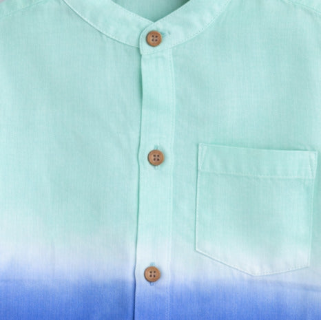 The Magic Wand Woven Half Sleeves Tie & Dye Shirt - Blue