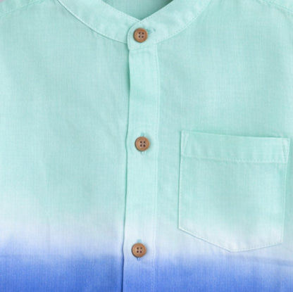 The Magic Wand Woven Half Sleeves Tie & Dye Shirt - Blue
