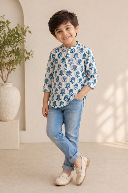 The Magic Wand Woven Geometric Printed Kurta - Multi Colour