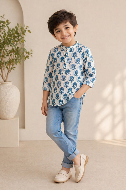 The Magic Wand Woven Geometric Printed Kurta - Multi Colour