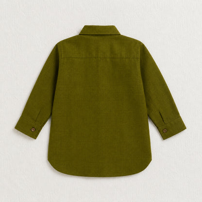 The Magic Wand Cambric Cotton Woven Full Sleeves Solid Pathani Kurta And Pyjama Set - Olive Green