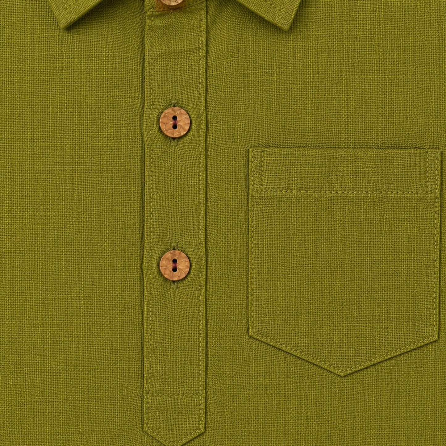 The Magic Wand Cambric Cotton Woven Full Sleeves Solid Pathani Kurta And Pyjama Set - Olive Green