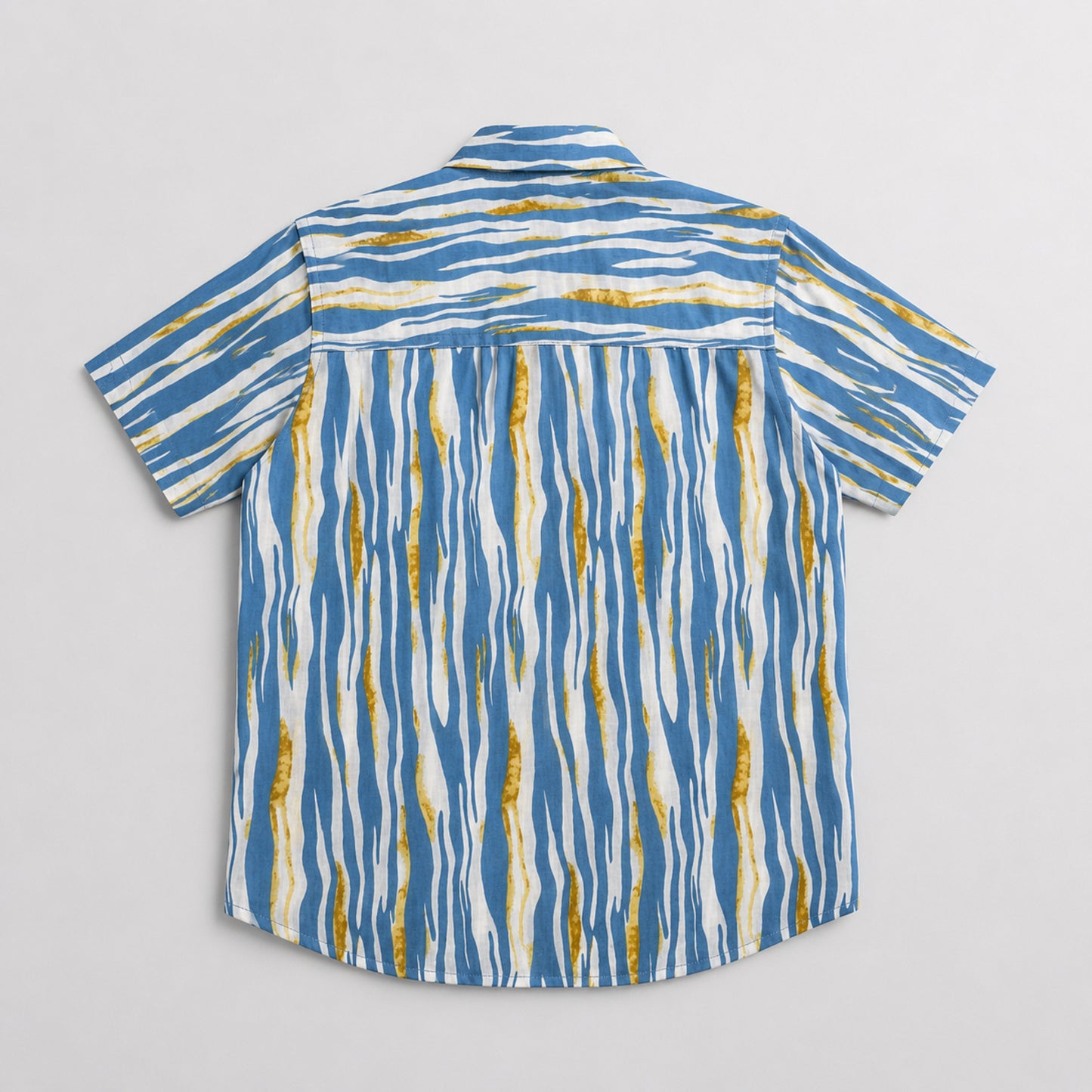 The Magic Wand Cotton Woven Half Sleeves Abstract Stripe Printed Shirt - Blue