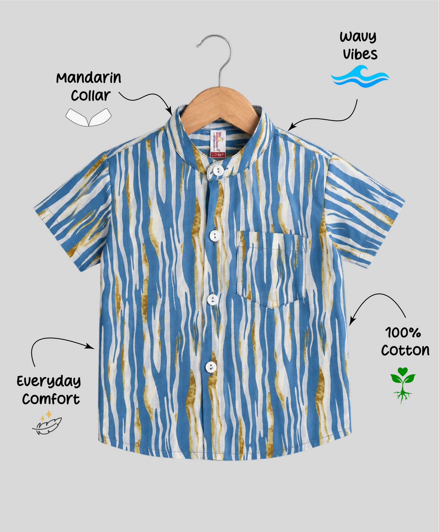 The Magic Wand Cotton Woven Half Sleeves Abstract Stripe Printed Shirt - Blue