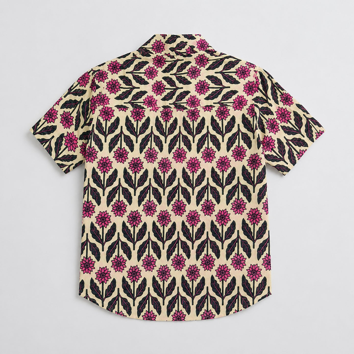 The Magic Wand Cotton Woven Half Sleeves Floral Motif Printed Shirt - Beige
