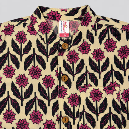 The Magic Wand Cotton Woven Half Sleeves Floral Motif Printed Shirt - Beige
