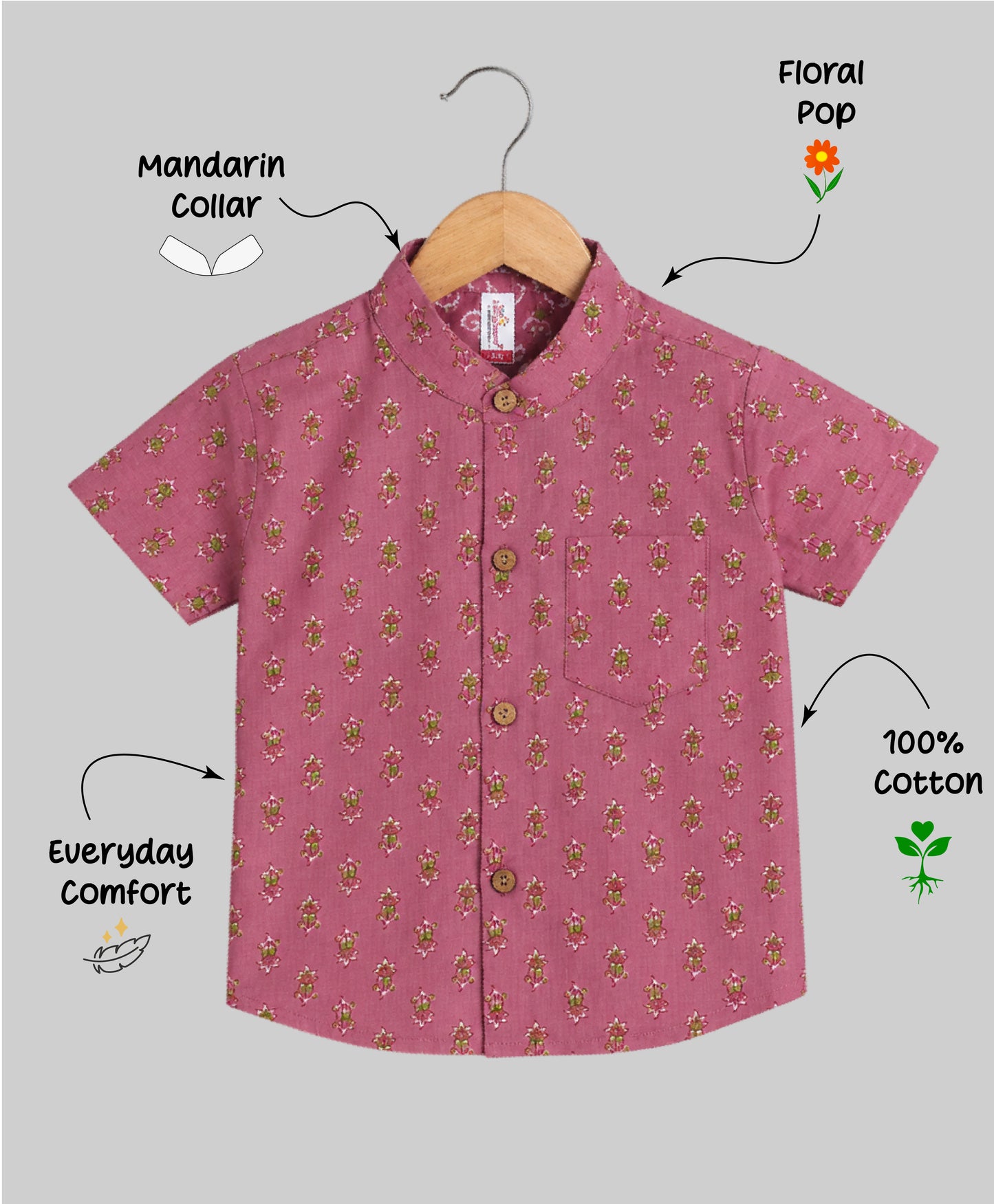 The Magic Wand Cotton Woven Half Sleeves Floral Printed Shirt - Pink
