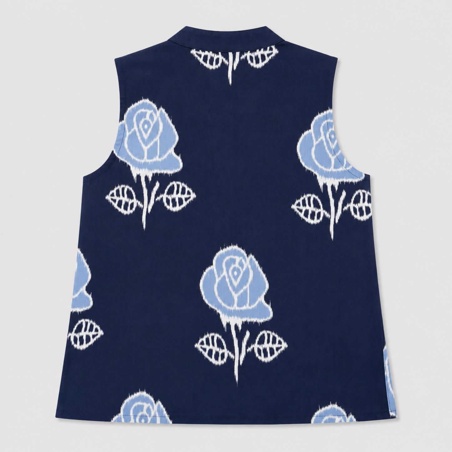 The Magic Wand Cambric Woven Chevron Printed Kurta With Floral Jacket And Pyjama - Blue