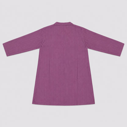 The Magic Wand Cambric Woven Striped Kurta With Tree Motif Jacket And Pyjama - Mauve