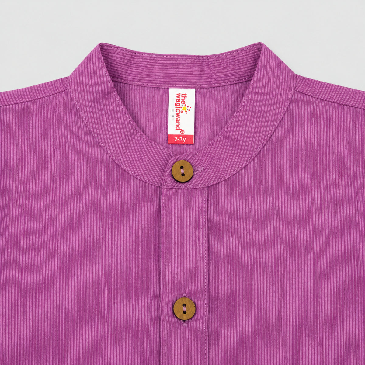 The Magic Wand Cambric Woven Striped Kurta With Tree Motif Jacket And Pyjama - Mauve