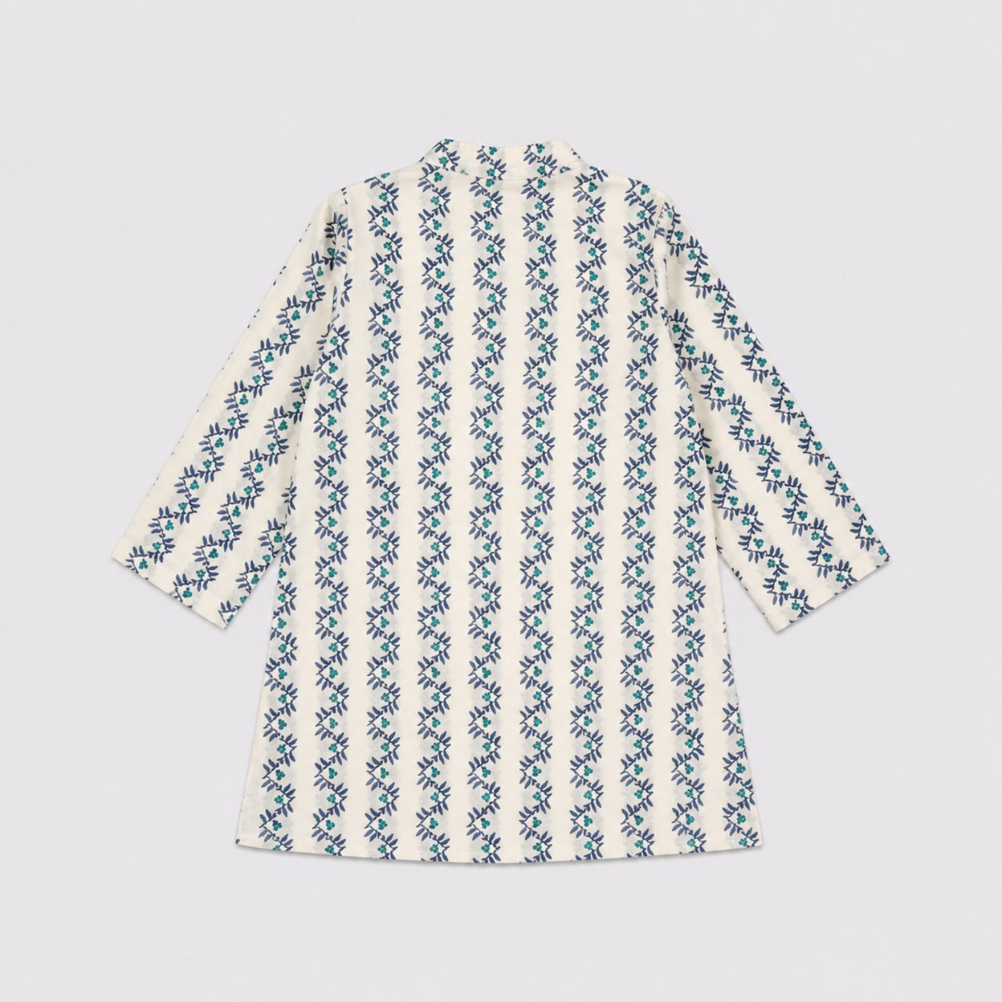 The Magic Wand Cambric Woven Striped Kurta With Tree Motif Jacket And Pyjama - Off White