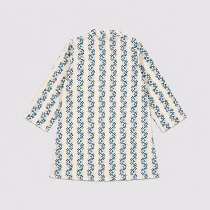 The Magic Wand Cambric Woven Striped Kurta With Tree Motif Jacket And Pyjama - Off White