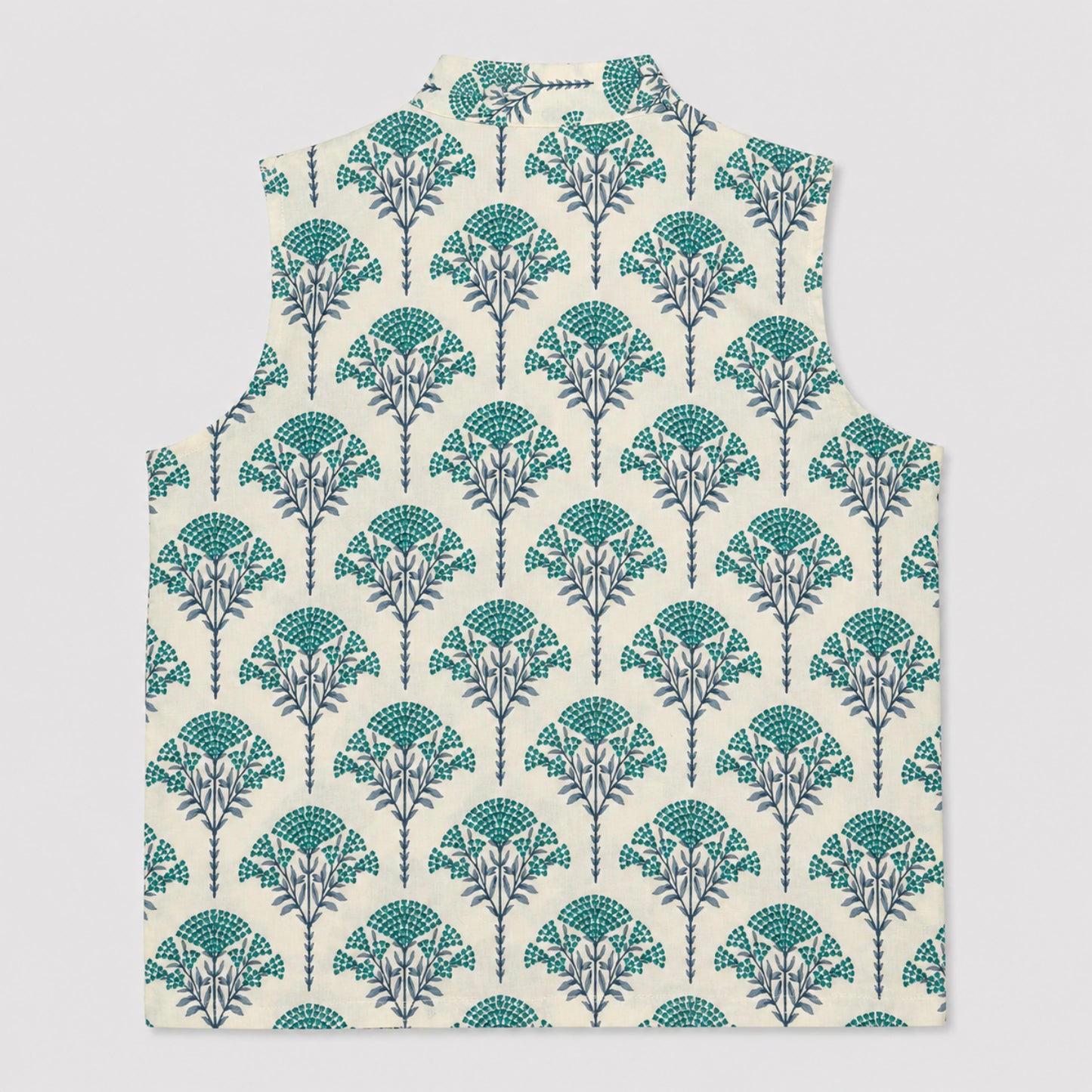 The Magic Wand Cambric Woven Striped Kurta With Tree Motif Jacket And Pyjama - Off White