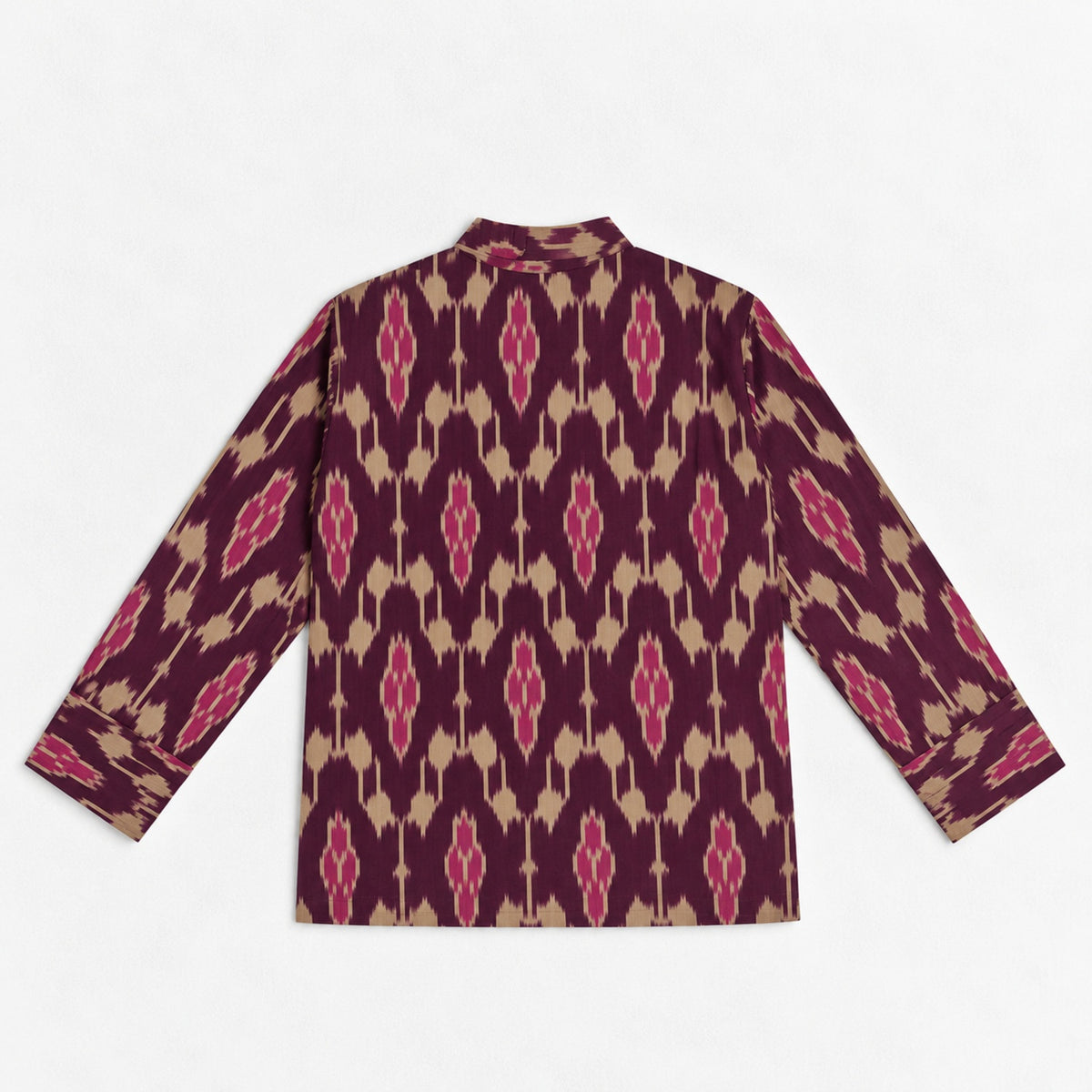 The Magic Wand Cotton Woven Cambric Full Sleeves Ikat Printed Kurta - Wine