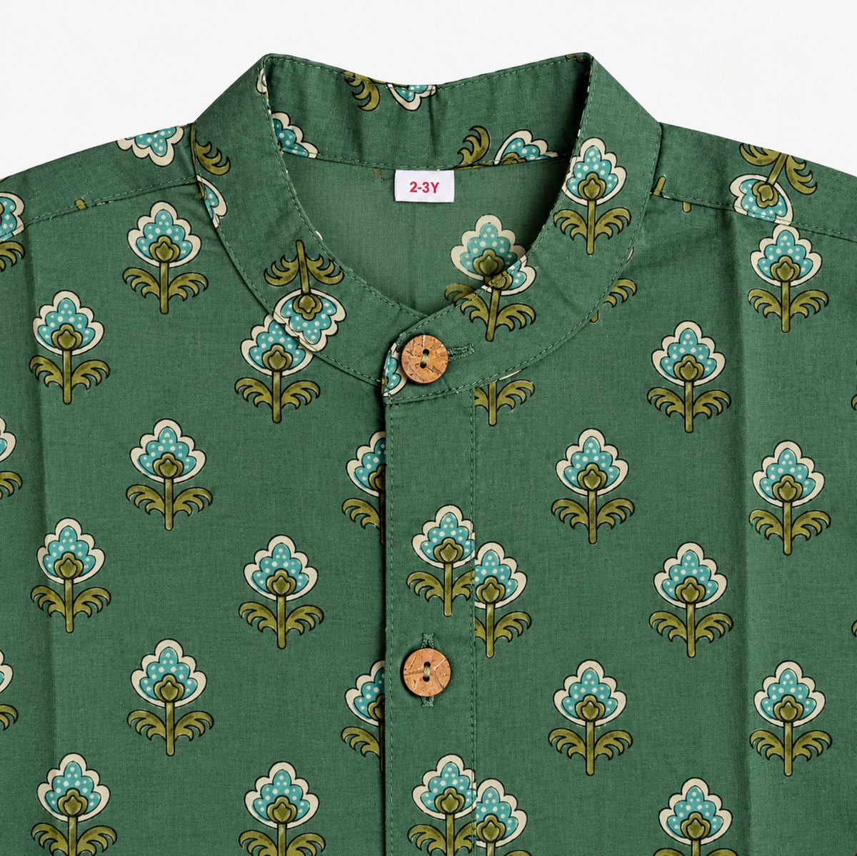 The Magic Wand Cotton Woven Cambric Full Sleeves Ethnic Buti Printed Kurta - Green