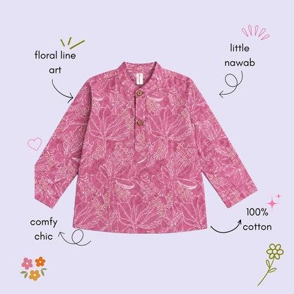 The Magic Wand Cotton Woven Cambric Full Sleeves Floral Printed Kurta - Lavender