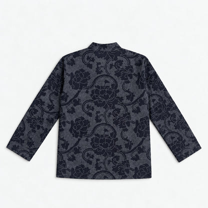 The Magic Wand Cotton Woven Cambric Full Sleeves Floral Printed Kurta - Navy Blue
