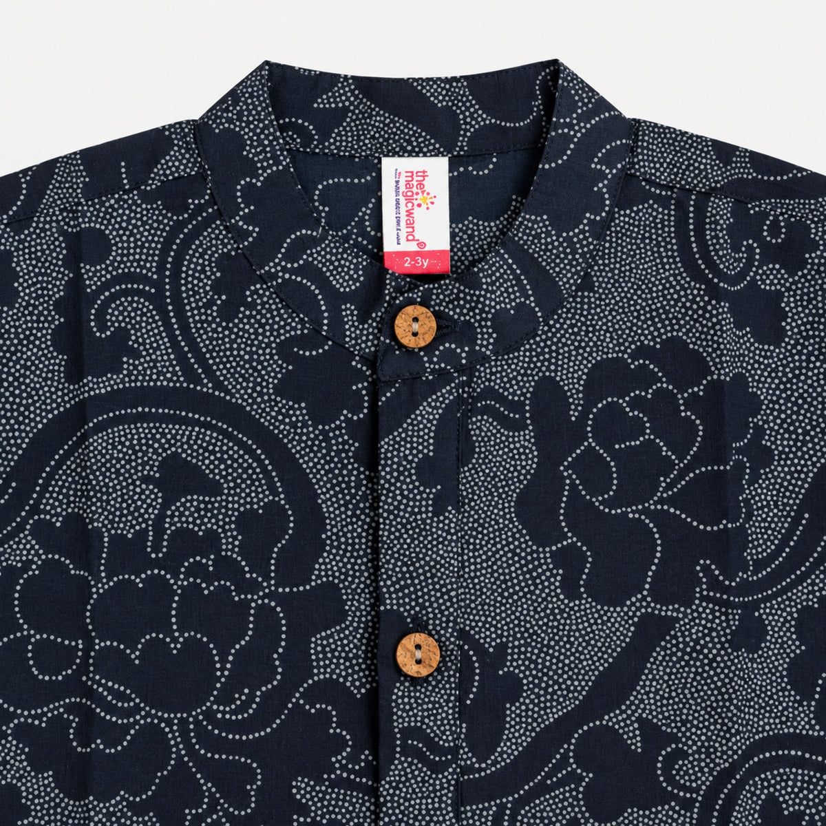 The Magic Wand Cotton Woven Cambric Full Sleeves Floral Printed Kurta - Navy Blue