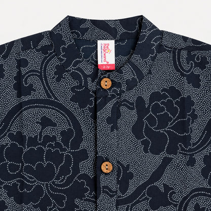 The Magic Wand Cotton Woven Cambric Full Sleeves Floral Printed Kurta - Navy Blue
