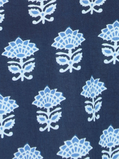 Full Sleeves Floral Printed Pathani Kurta and Pant For Boys-Navy Blue