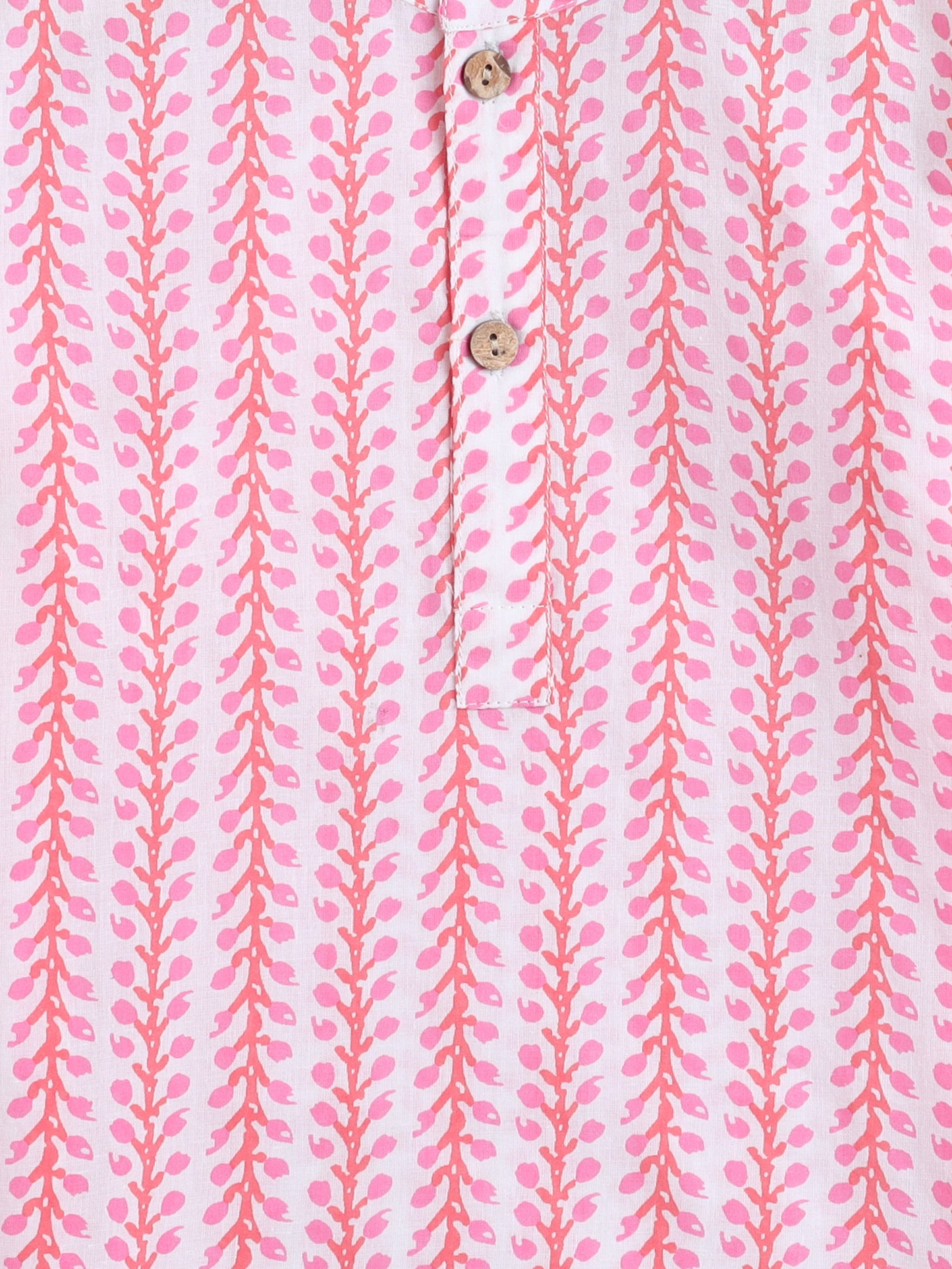 Full Sleeves Flower Printed Kurta-Pink