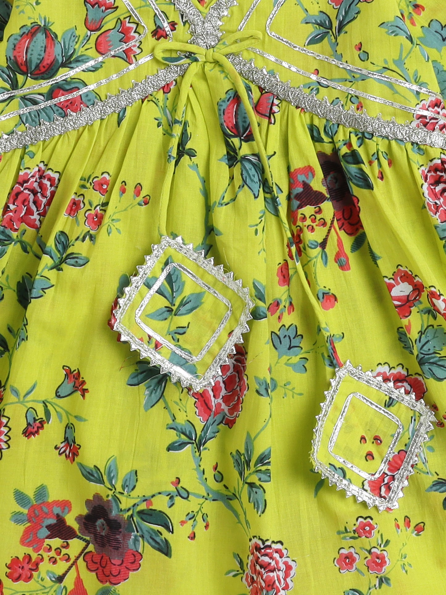 Three forth Sleeves Alia Cut Floral Printed Kurta Set- Green