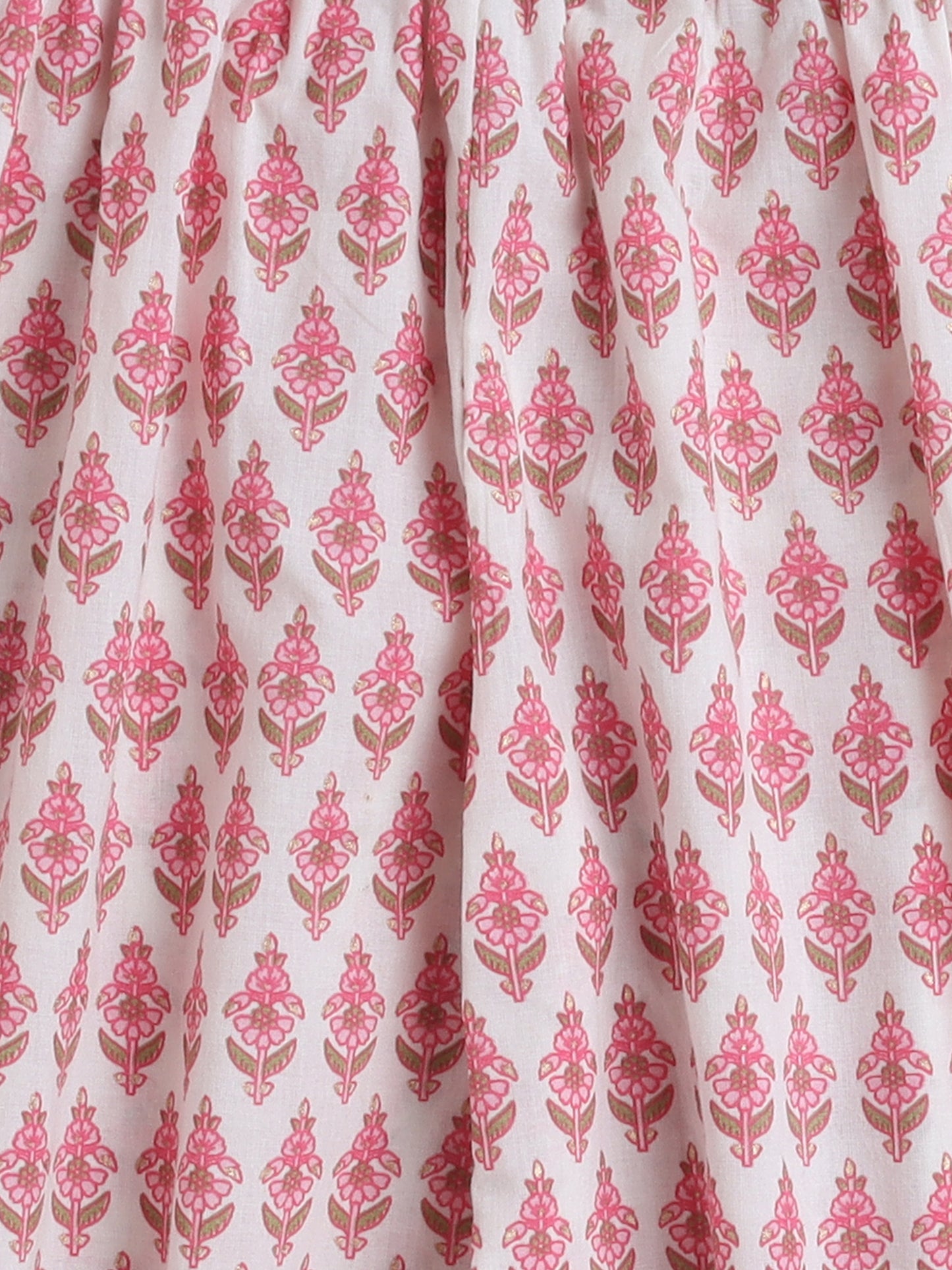 Three forth Sleeves Alia Cut Floral Printed Kurta Set- Off White