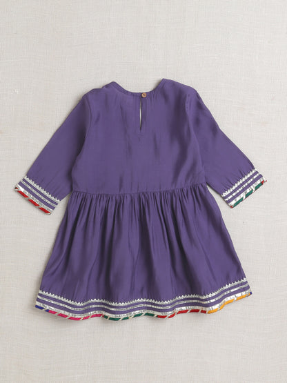 Three Forth Sleeves Angharakha Kurta Set- Purple