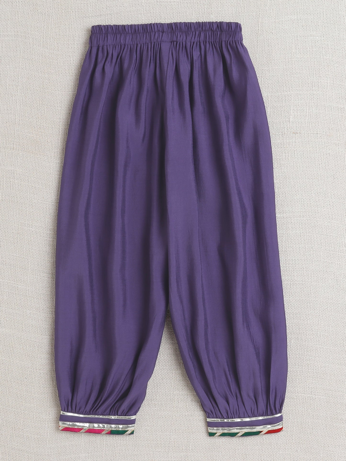 Three Forth Sleeves Angharakha Kurta Set- Purple