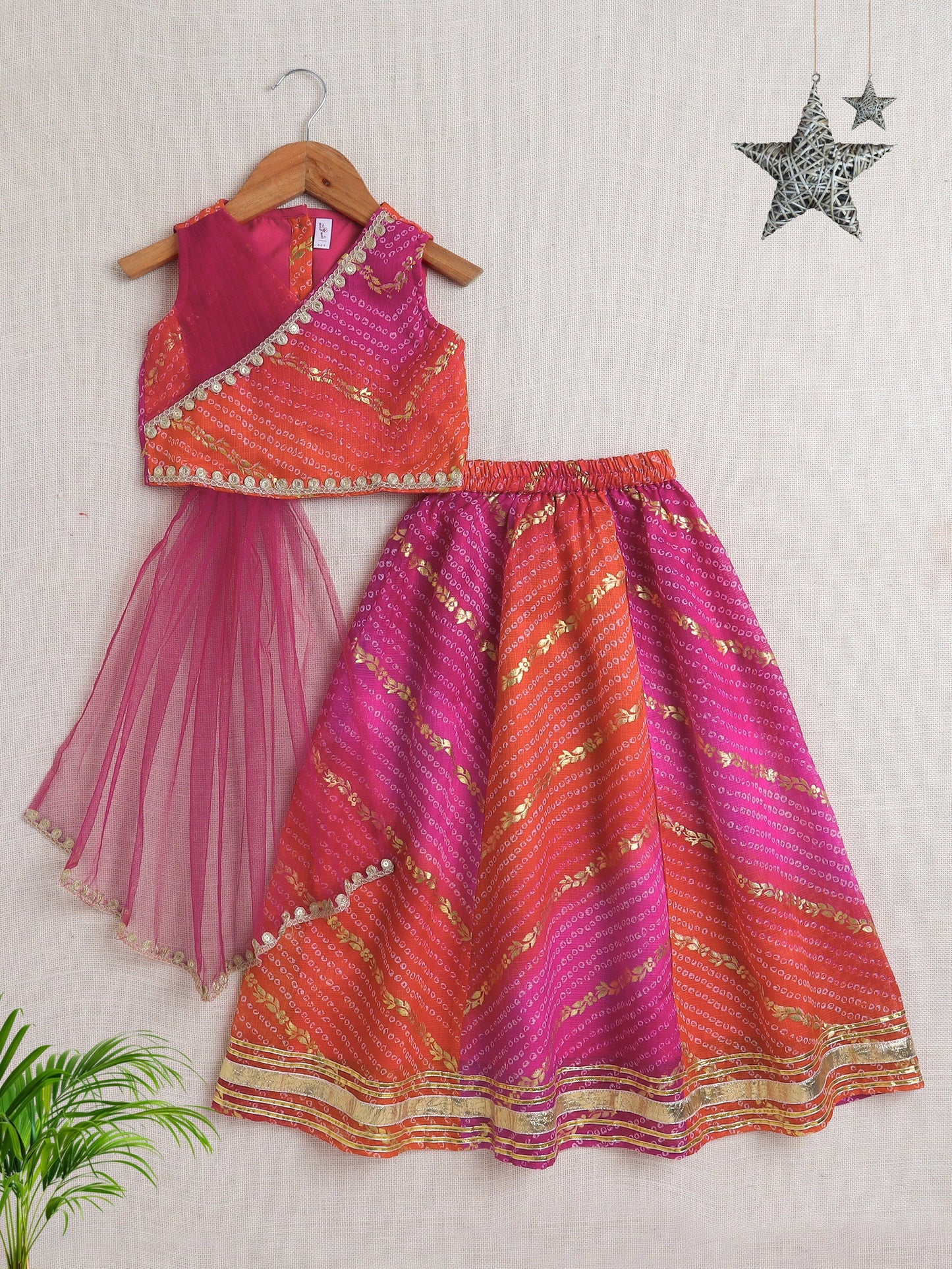 The Magic Wand Sleeveless Embellished Kota Doria Lehenga Choli Set with Attached Dupatta  Pink