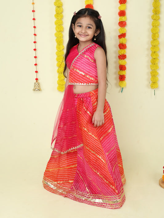 The Magic Wand Sleeveless Embellished Kota Doria Lehenga Choli Set with Attached Dupatta  Pink