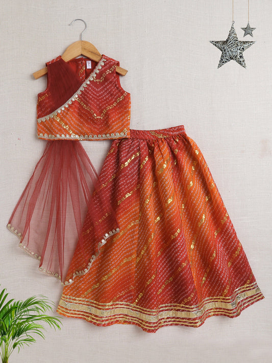 The Magic Wand Sleeveless Embellished Kota Doria Lehenga Choli Set with Attached Dupatta  Maroon