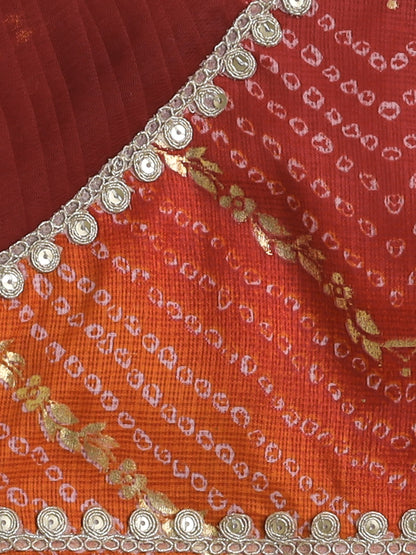 The Magic Wand Sleeveless Embellished Kota Doria Lehenga Choli Set with Attached Dupatta  Maroon