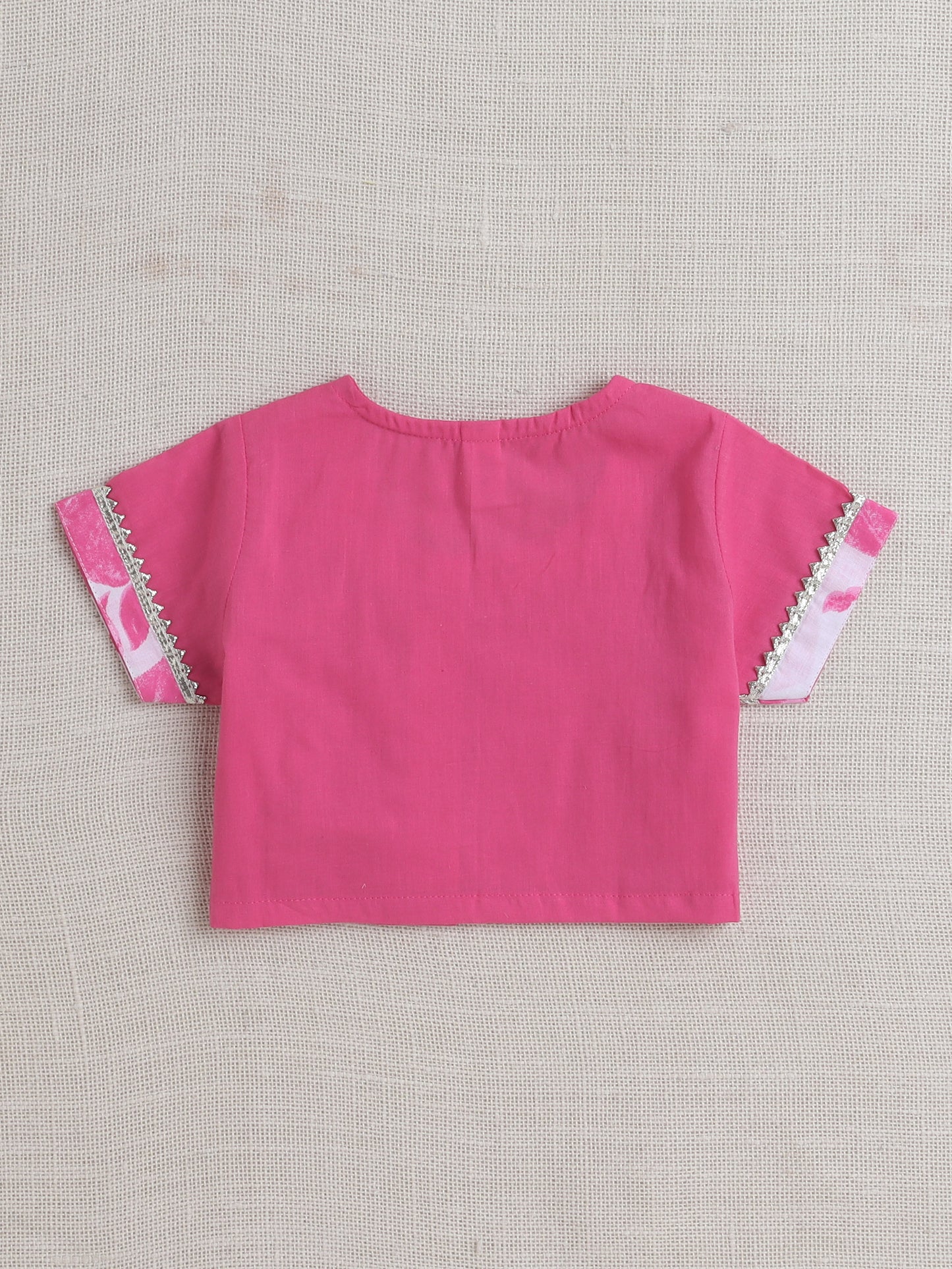 The Magic Wand Half Sleeves Floral Pipping Kurta Pyjama Set  Fuchsia