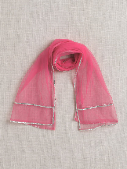 Sleeveless Emebellished Kurta with Lace and Sharara Set- Fuchsia